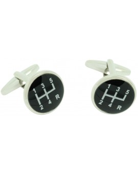 Black Gear Lever Cufflinks 