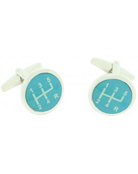 Blue Gear Lever Cufflinks 