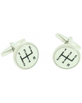 White Gear Lever Cufflinks 
