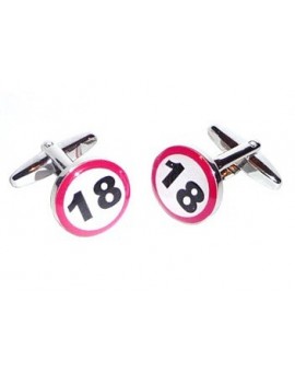 Round Red Under Eighteen Stop Sign Cufflinks 