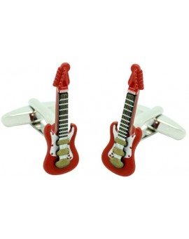 3D Red Electric Guitar Cufflinks 