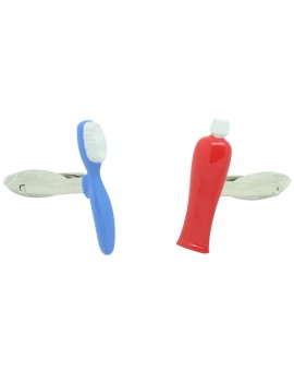 Blue Toothbrush and Red Toothpaste Cufflinks 