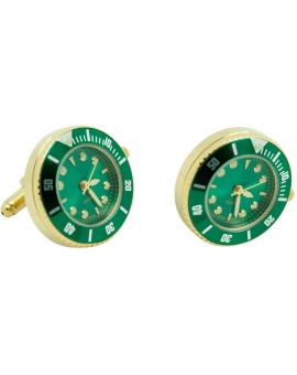 Green Submariner cufflinks - Gold tone Sports Watch Cufflinks 
