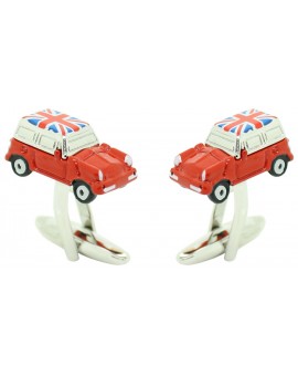 Red Mini Cooper Union Jack Roof Cufflinks