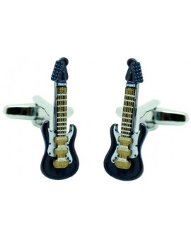 Boutons de manchette guitare électrique bleu marine 3D en gros