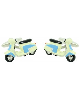 Boutons de manchette Moto Vespa rétro bleue et blanche en gros
