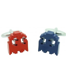 3D Red and Blue Pac-Man Cufflinks