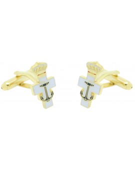 Boutons de manchette médaille croix du mérite naval avec insigne blanc