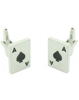 Ace of Spades Poker Card Cufflinks silver