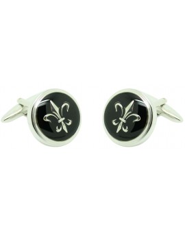 Boutons de manchette fleur de lys noire pour chemise en gros