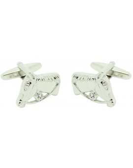 Silver horse head cufflinks with crystal