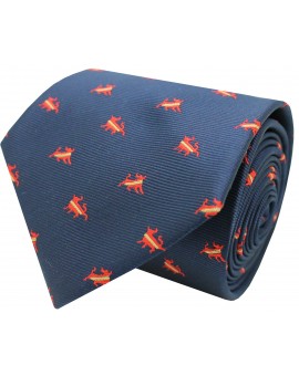 Silk tie with bull Spain navy blue