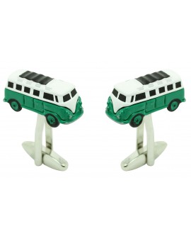 Cufflinks for shirt Hippie van green