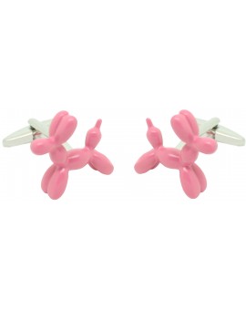 Shirt cufflinks Dog Pink bubble gum