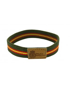 Bracelet with elastic green Spain flag National Police
