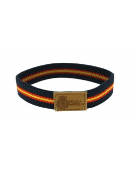 Pulsera con bandera España elástica azul - Policia Nacional