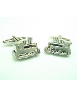 Silver Plated Train Engine Cufflinks 