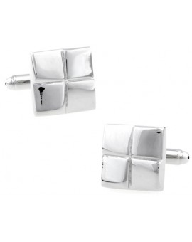Silver Checkered Square Cufflinks 