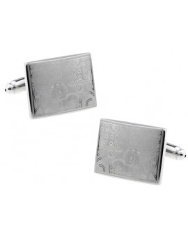 Silver Printed Floral Square Cufflinks