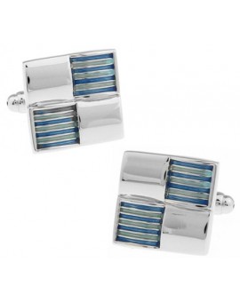 Wholesale Blue Striped Checkered Shirt Cufflinks