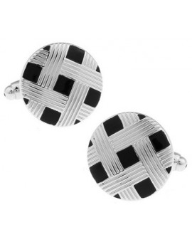Black and Silver Lattice Cufflinks 