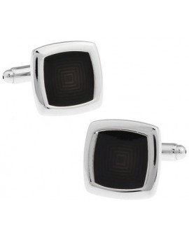 Black Rounded Edge Square Cufflinks 