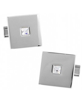 White Crystal Square Cufflinks 