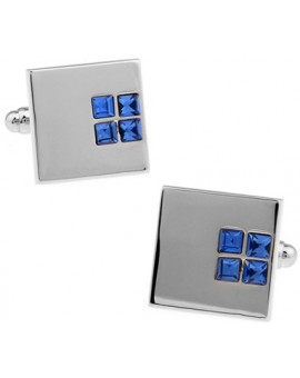 Blue Crystal Square Cufflinks 