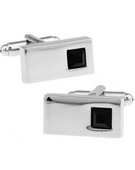 Black Crystal Rectangle Cufflinks 