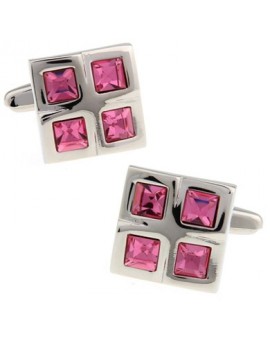 Pink Checkered Cufflinks 