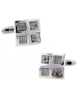 Grey Checkered Cufflinks 