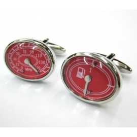 Red Speedometer and Fuel Gauge Cufflinks
