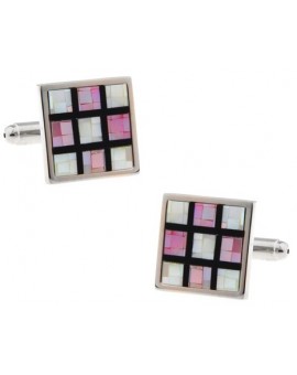 Pink Onyx Checker Cufflinks 