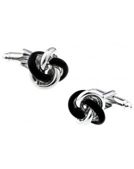 Gemelos Nudo Plata y Negro 