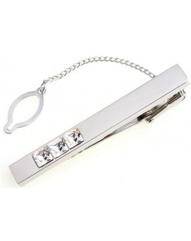 White Crystal Row Tie Bar 