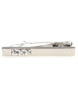 White Crystal Row Tie Bar  2