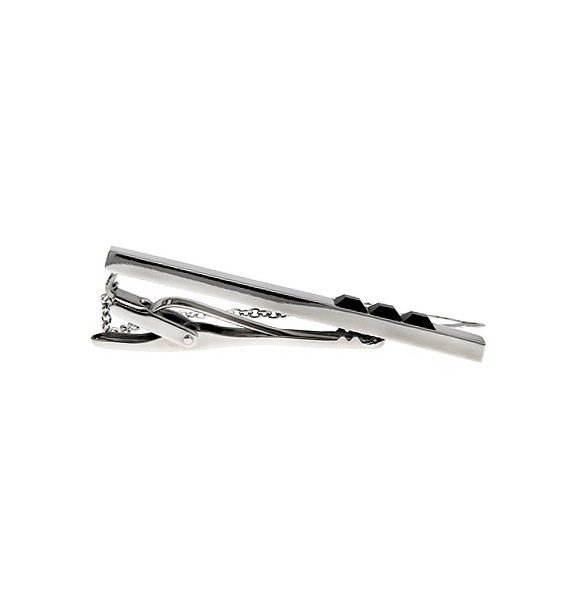 Black Crystal Row Tie Bar 
