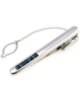 Blue Crystal Row Tie Bar 