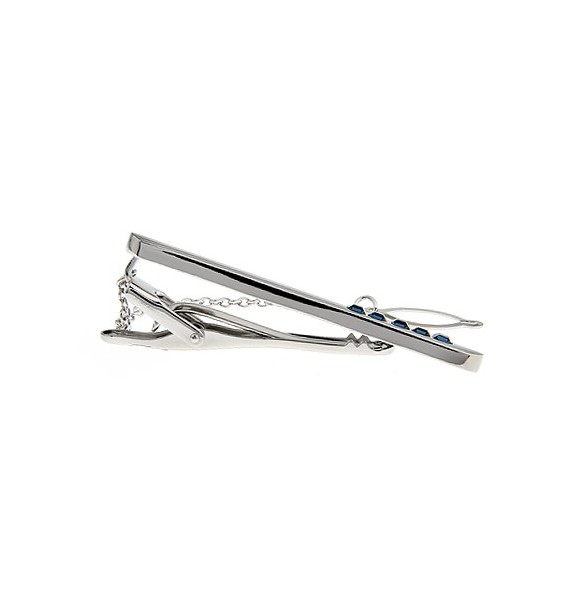 Blue Crystal Row Tie Bar 