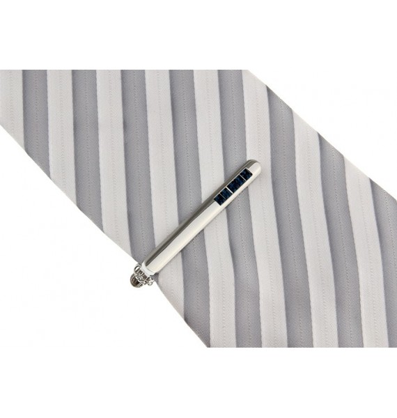 Blue Crystal Row Tie Bar 