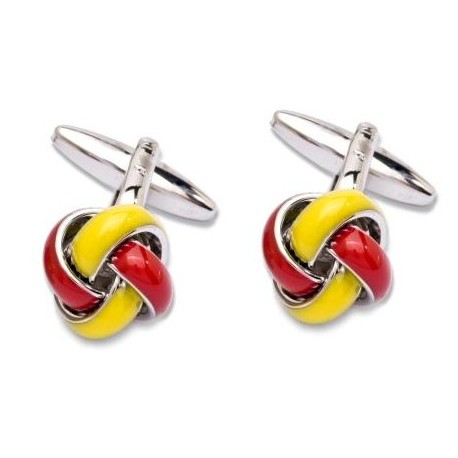 Red and Yellow Enamel Knot Cufflinks