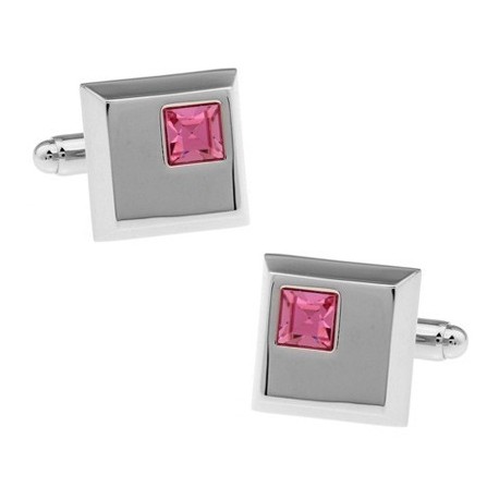Pink Crystal Square Cufflinks