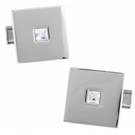 White Crystal Square Cufflinks