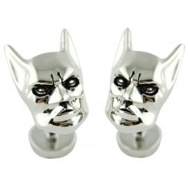 3D Silver Batman Head Cufflinks