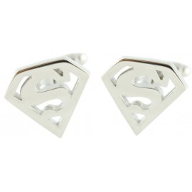 Silver Superman Hollow Shield Cufflinks