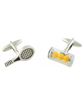 Tennis Racket and Ball Sleeve Cufflinks 
