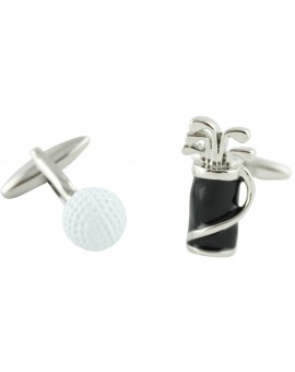 Black Golf Bag and White Golf Ball Cufflinks  