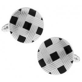 Black and Silver Lattice Cufflinks 