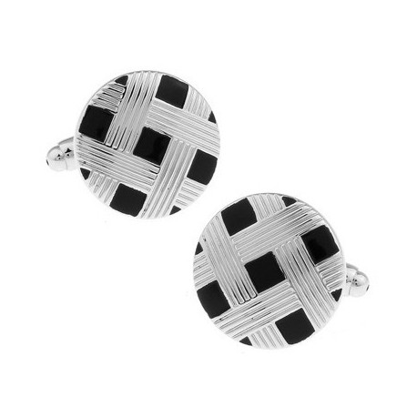 Black and Silver Lattice Cufflinks 