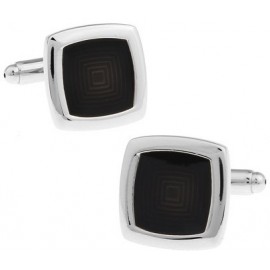 Black Rounded Edge Square Cufflinks